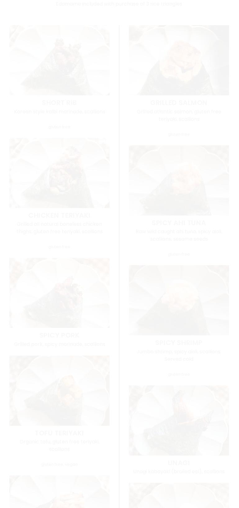 Oori Triangles Menu