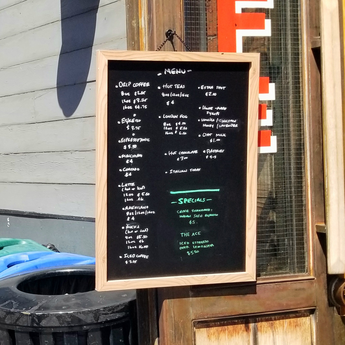 Alleyway Cafe Menu