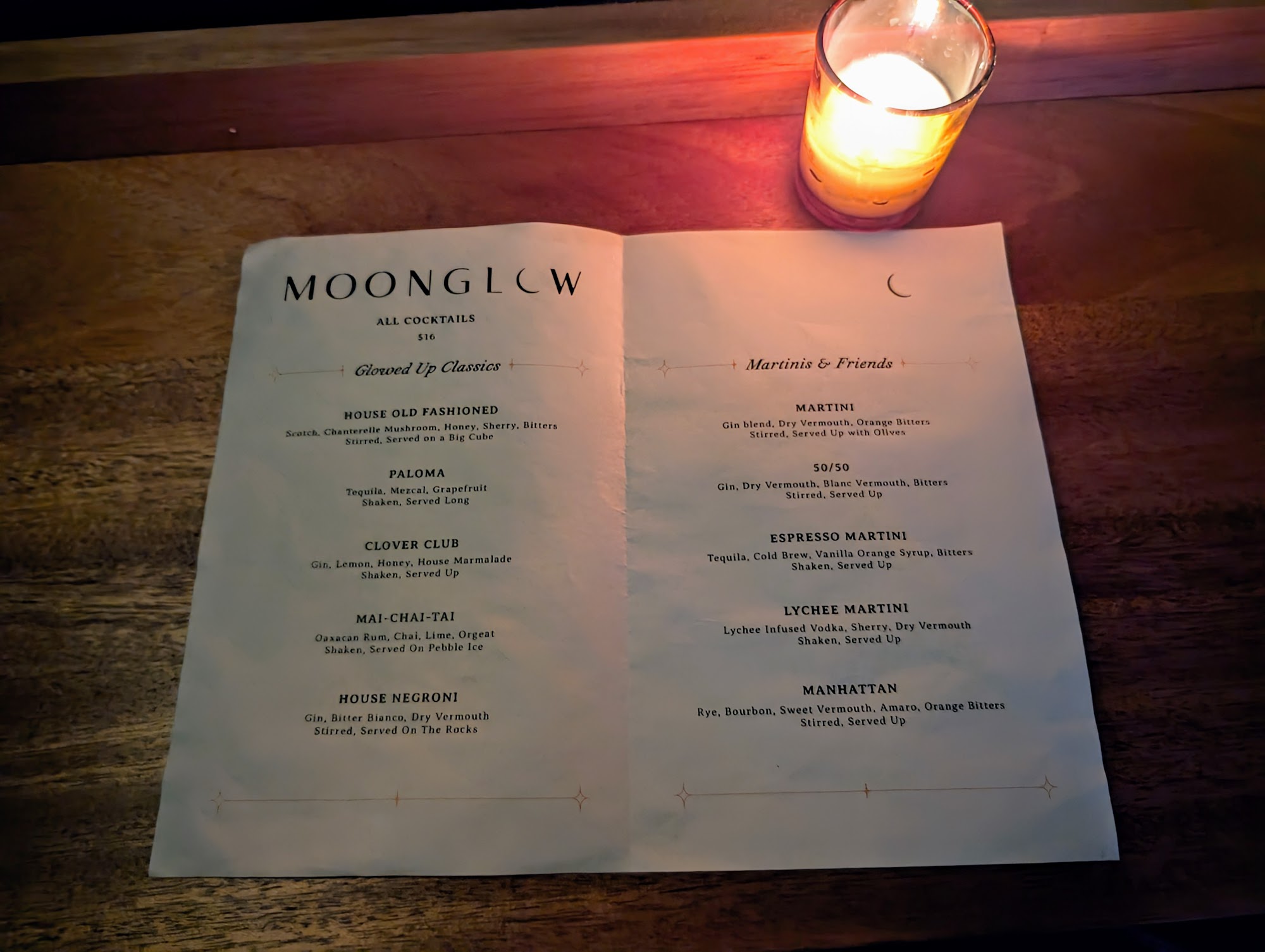 Moonglow Menu
