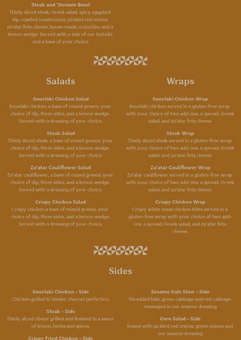 XENiA Mediterranean Kitchen - Oakland Menu