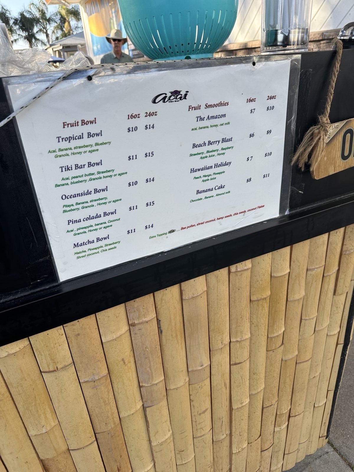 Açaí Tiki Bar Menu