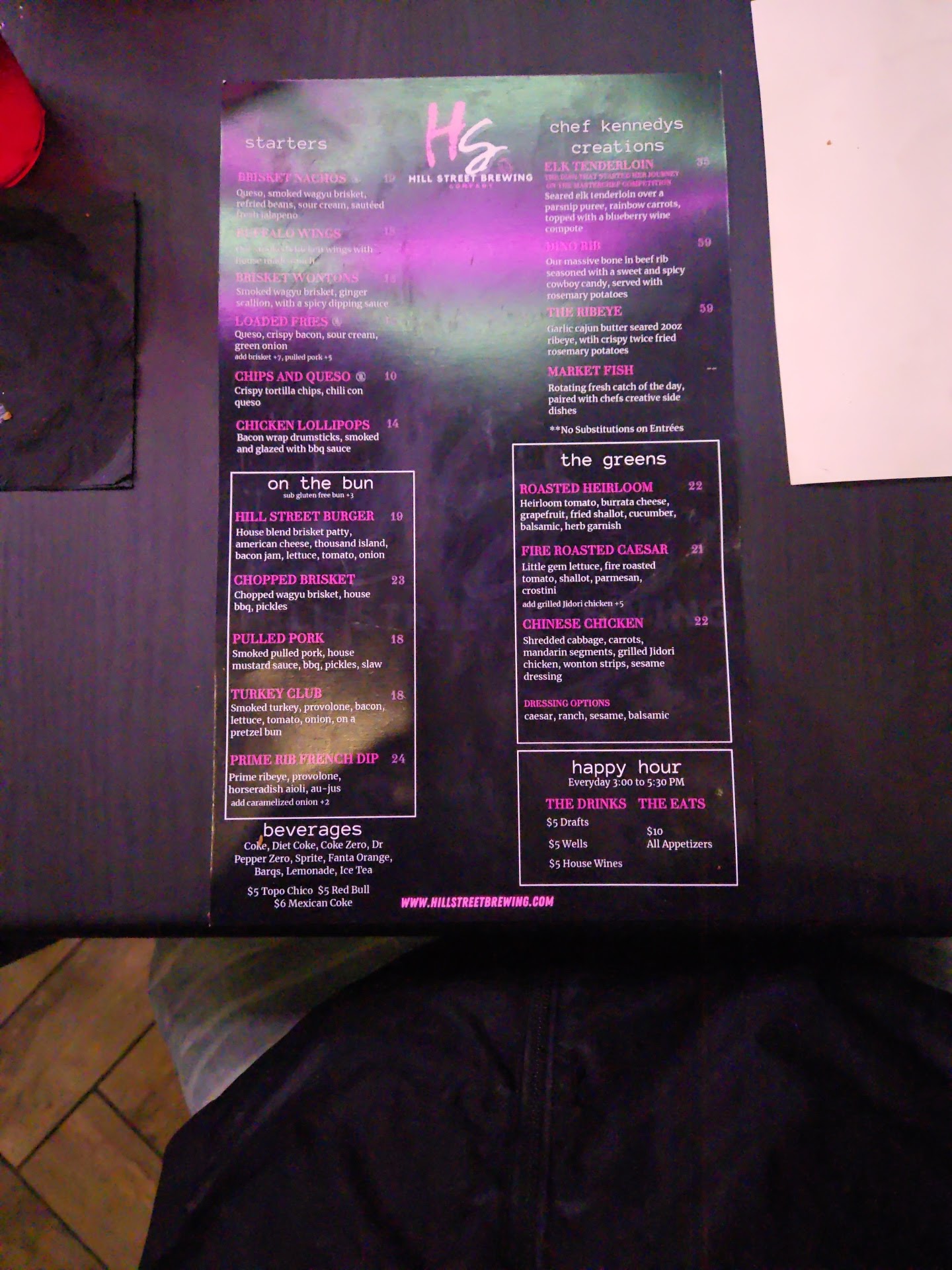 Hill Street Brewing Co Menu