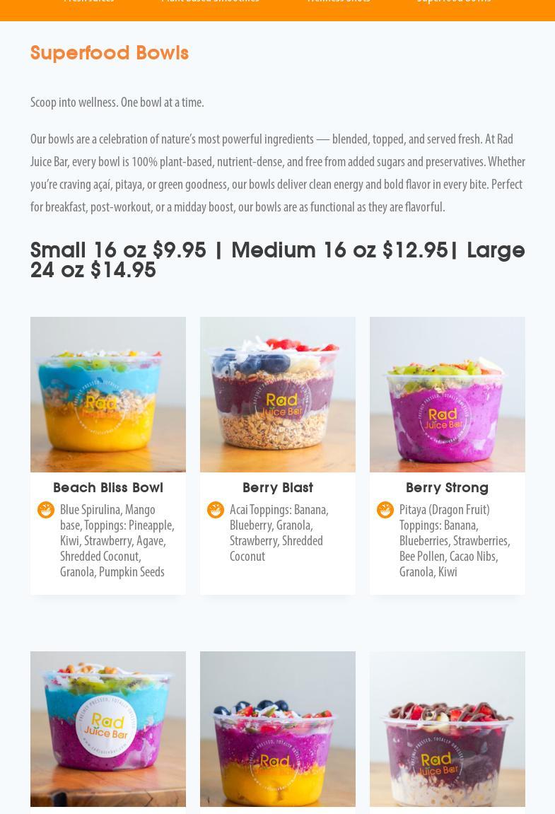 Rad Juice Bar Menu