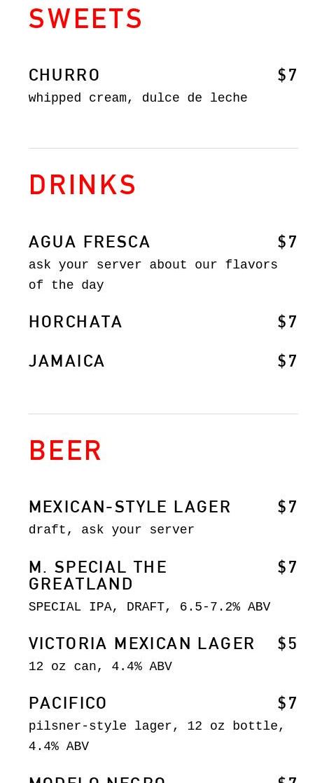 Radio Roma/Taco Roma Menu