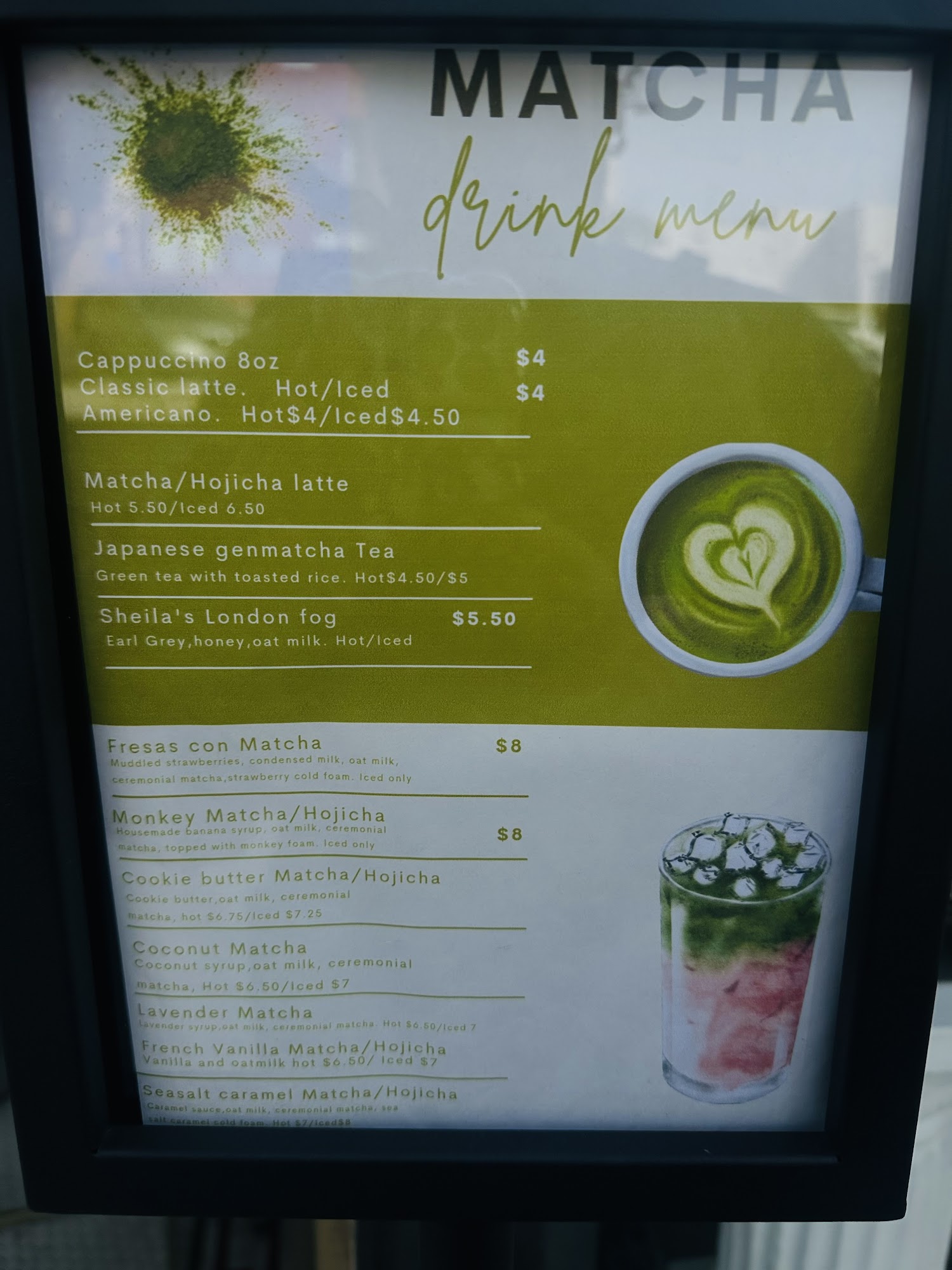 The Greenhouse Matcha Menu