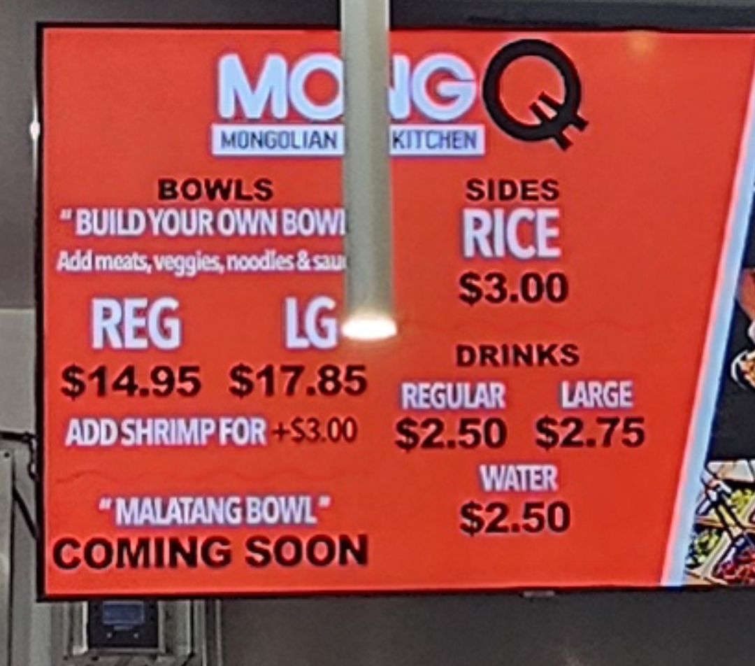 Mong Q Mongolian BBQ Menu