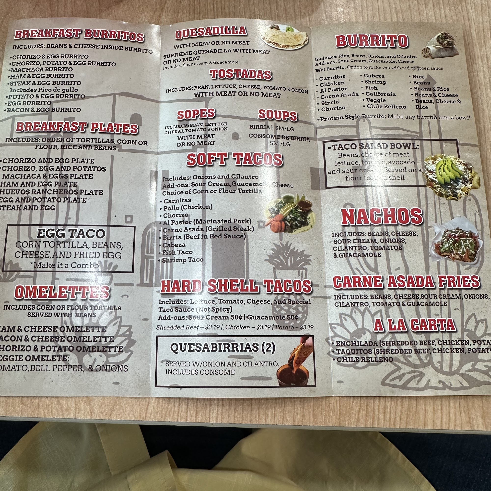 Victor’s Mexican Food Menu
