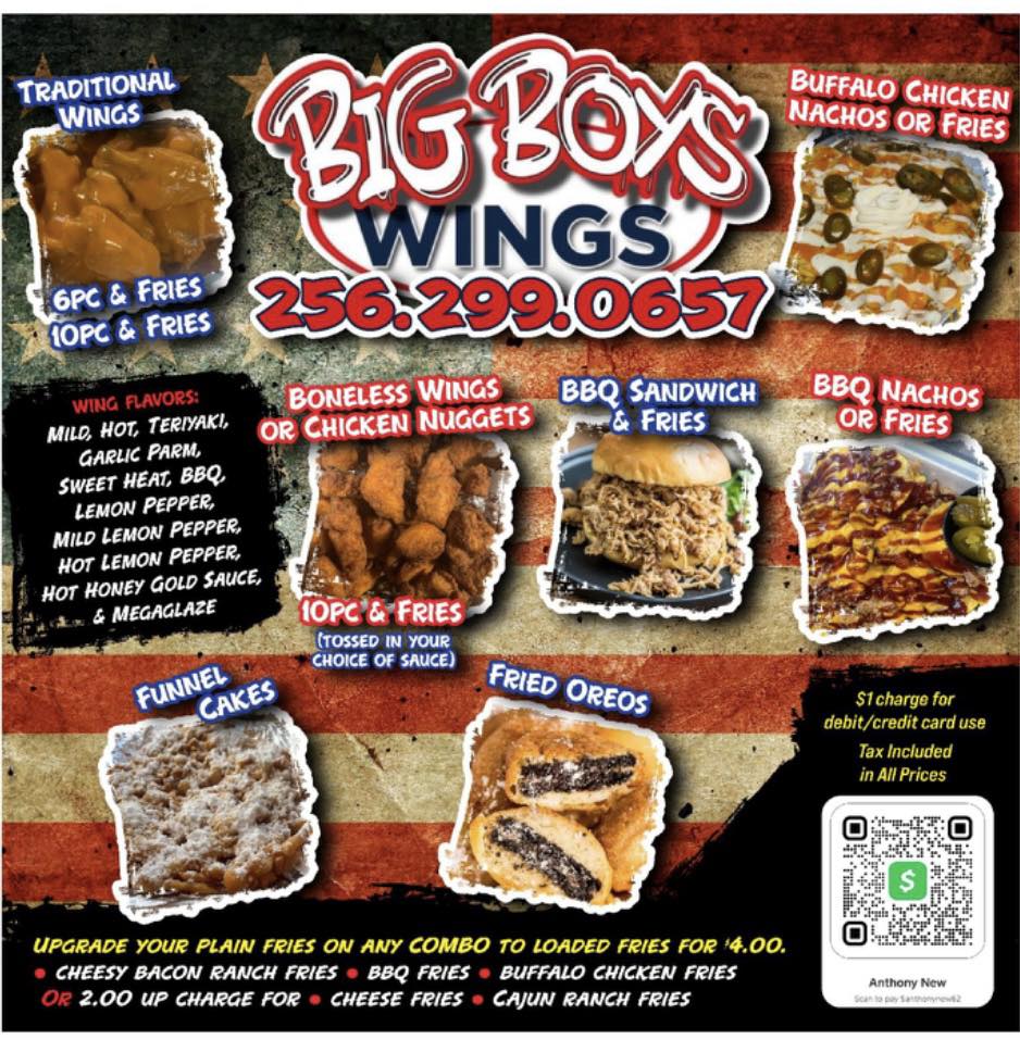 Big Boyz Wingz Menu