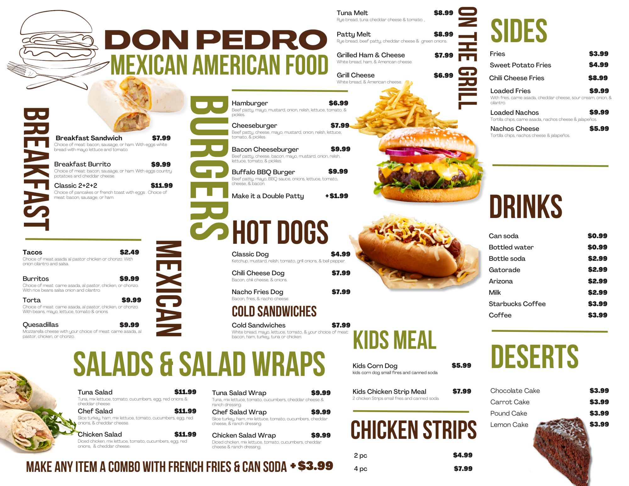 Don Pedro Mexican American Food Menu