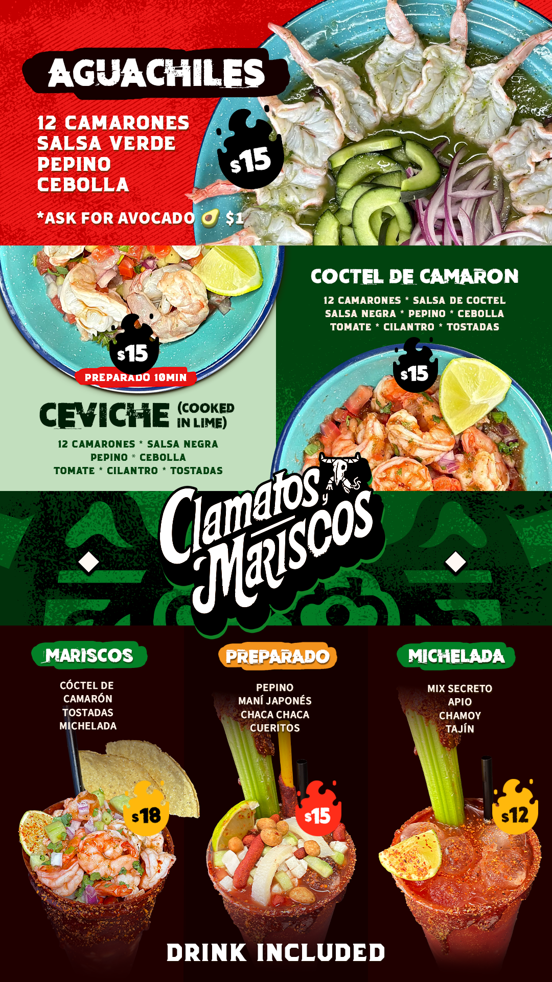 TOXXICOS | CLAMATOS Y MARISCOS Menu