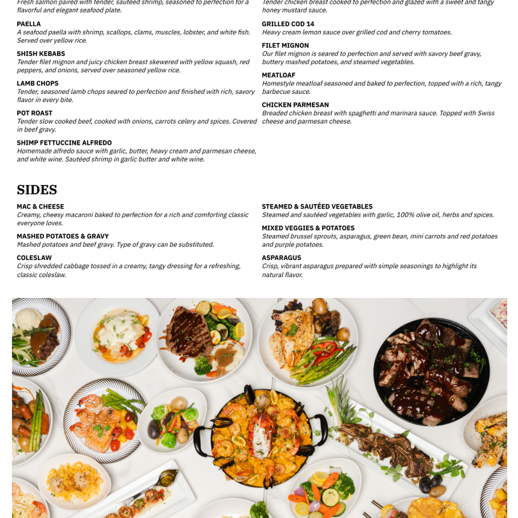 Epic Milestone Catering Menu