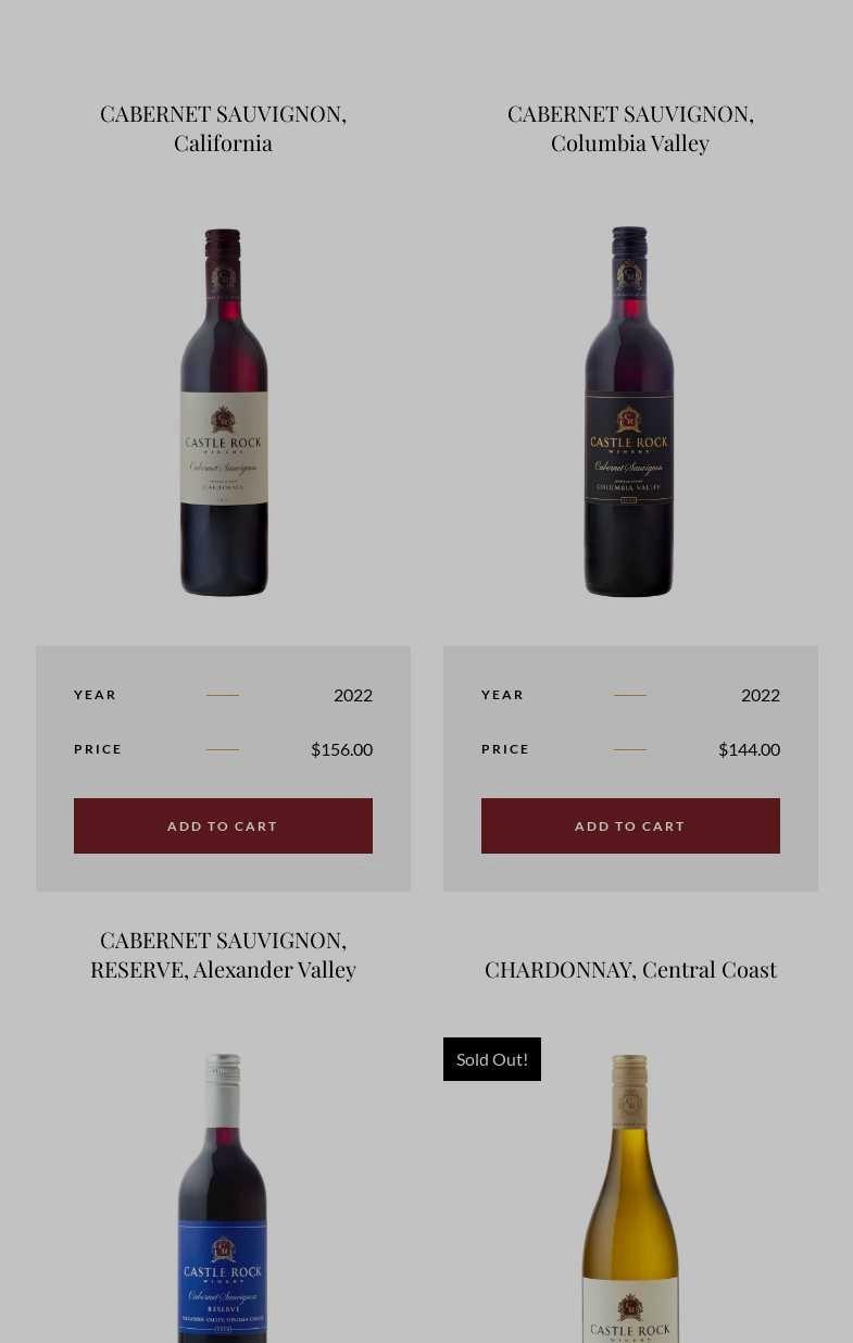 Castle Rock Winery Menu