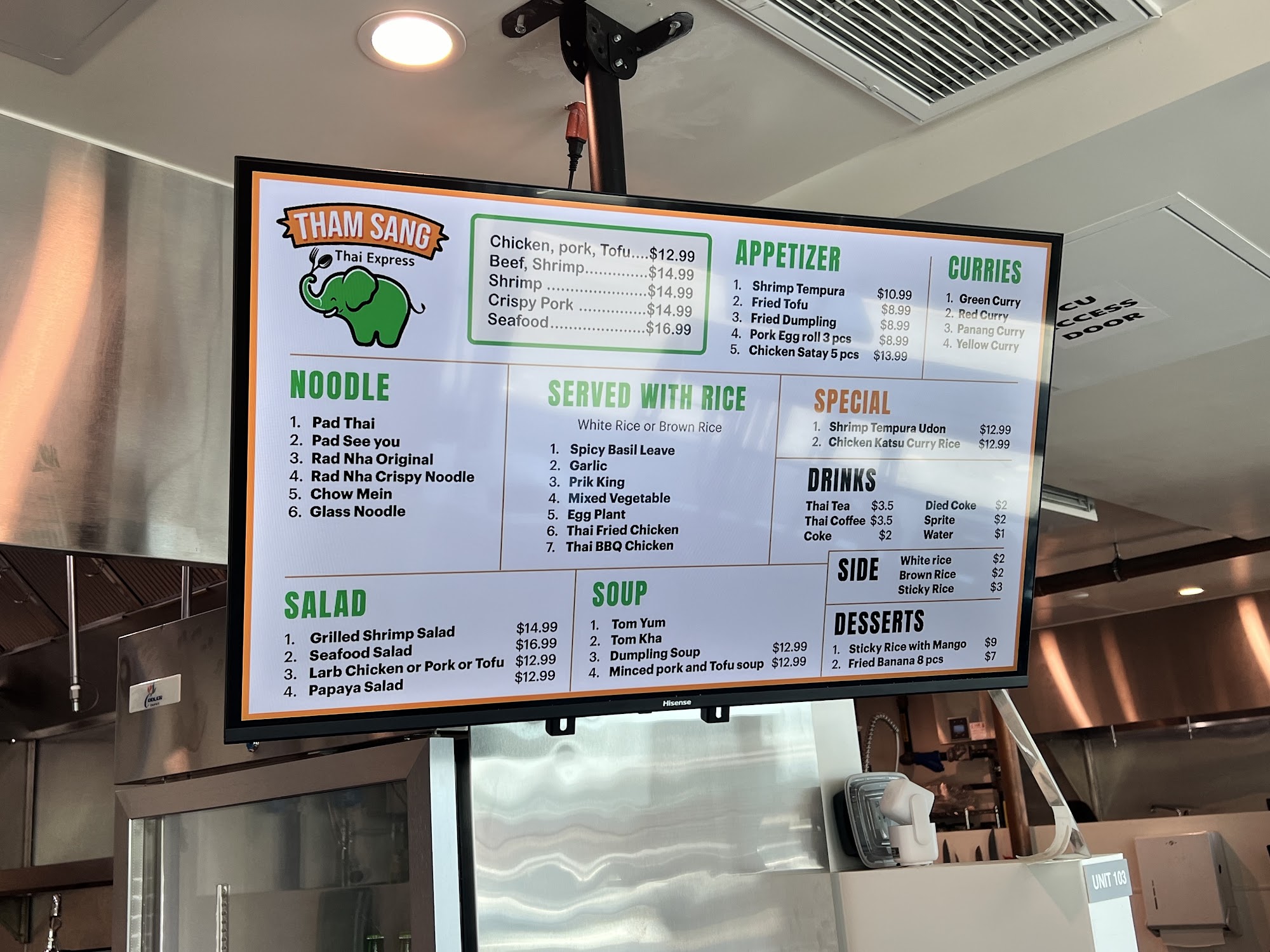 LA Chef's Kitchens Menu