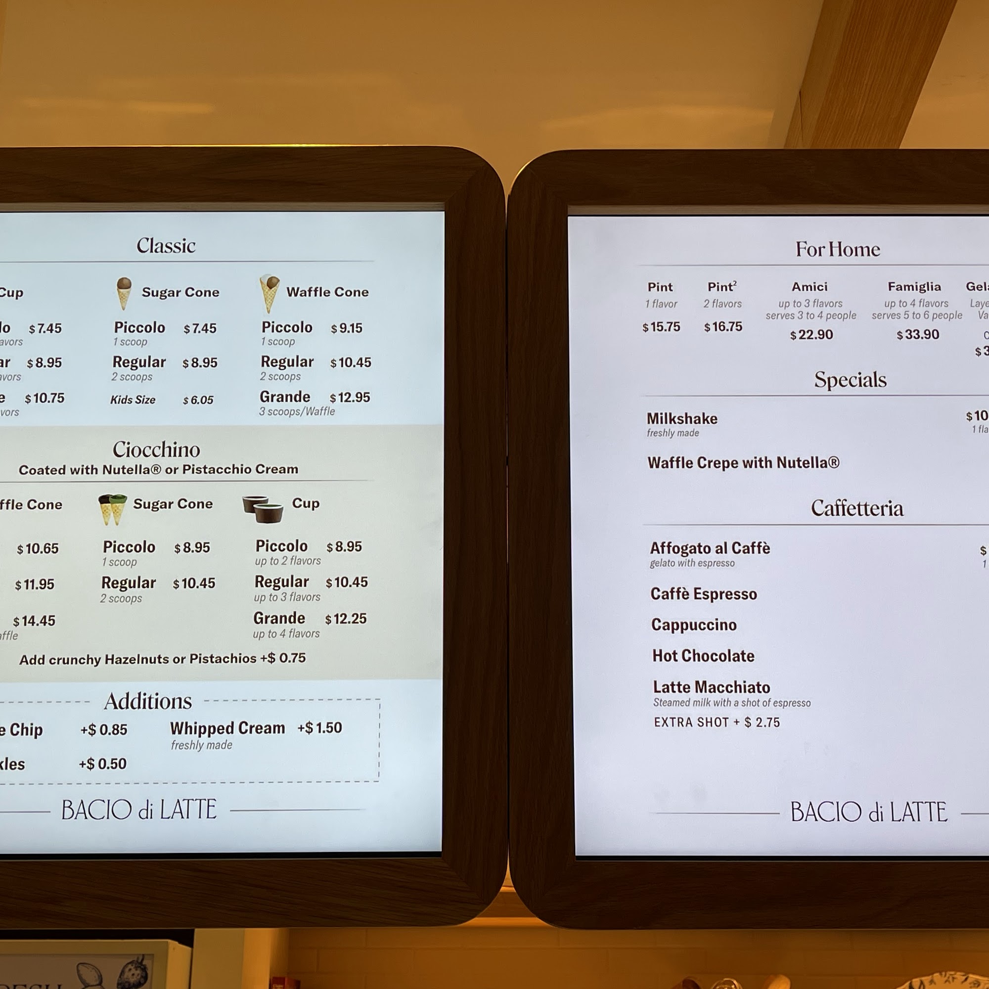 Bacio di Latte | Pasadena, LA Menu