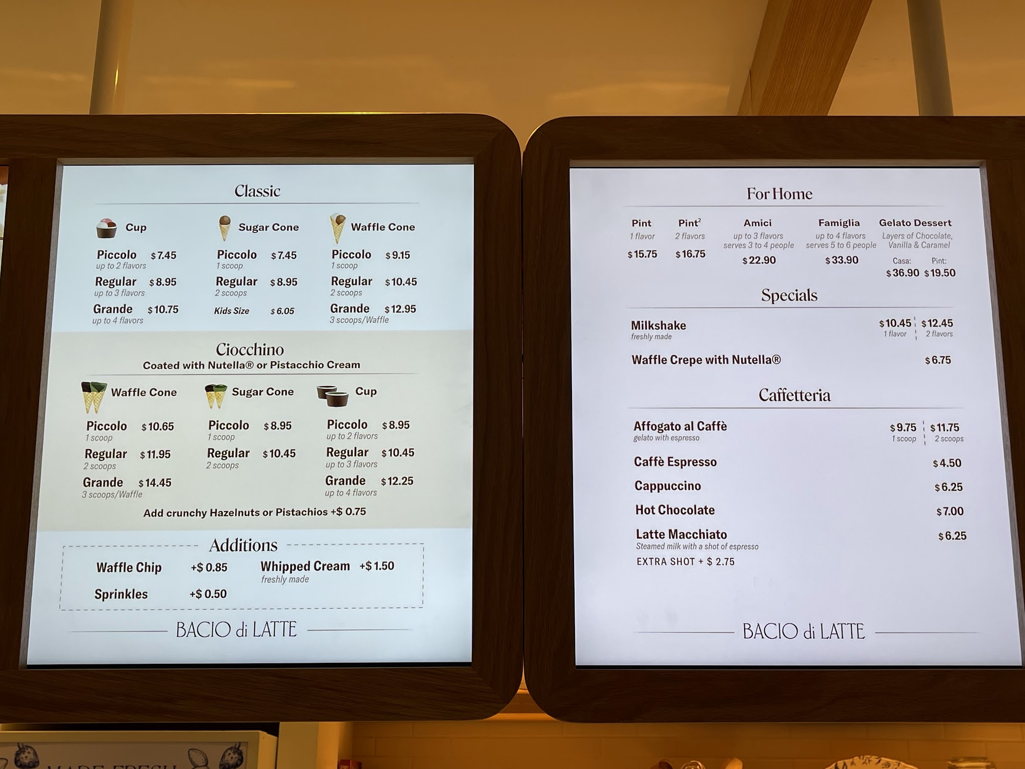 Bacio di Latte | Pasadena, LA Menu
