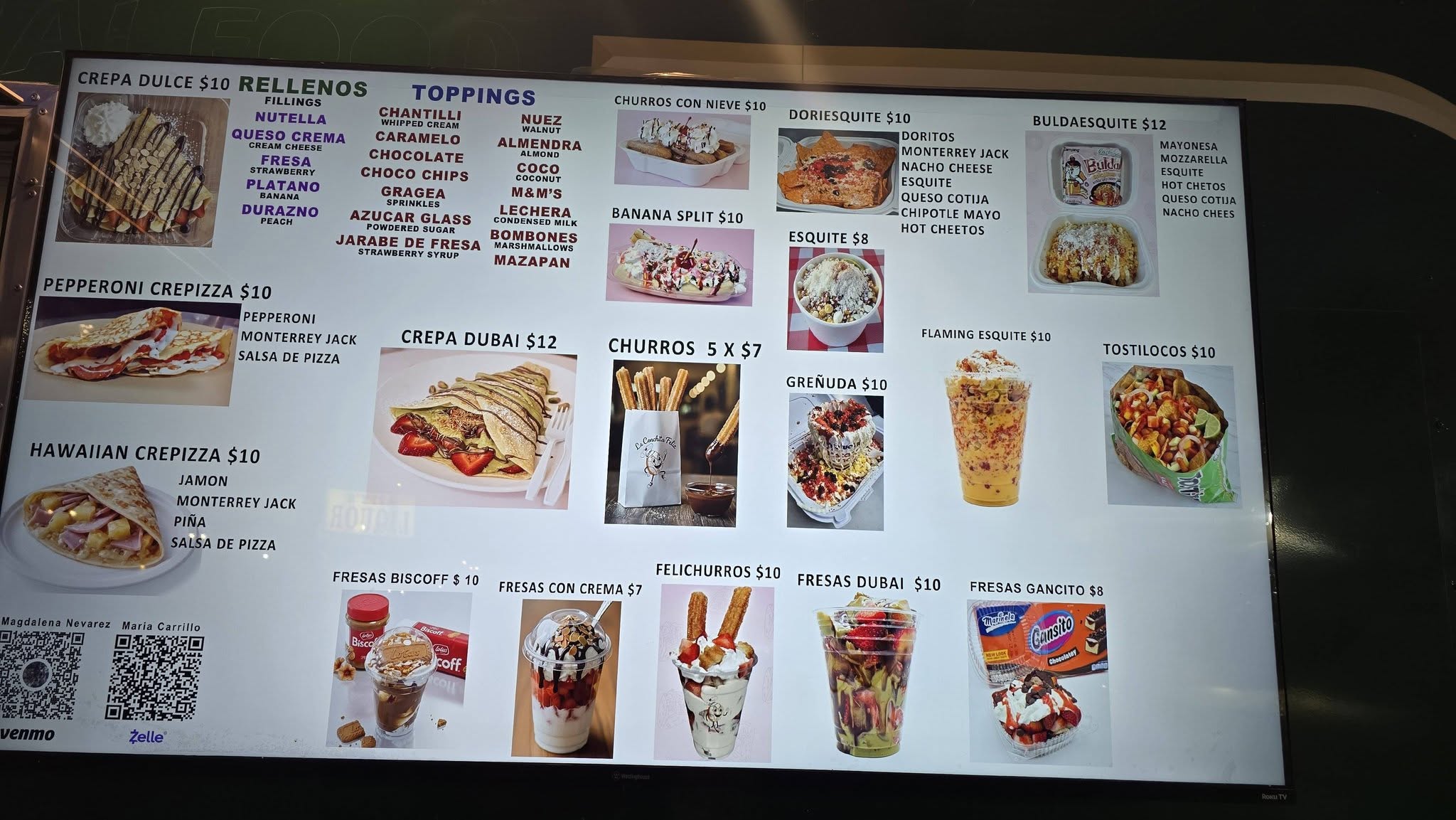 La conchita feliz Menu