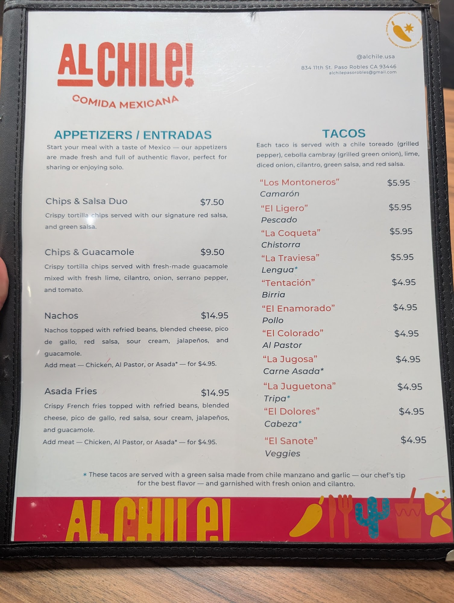 Al Chile! Menu