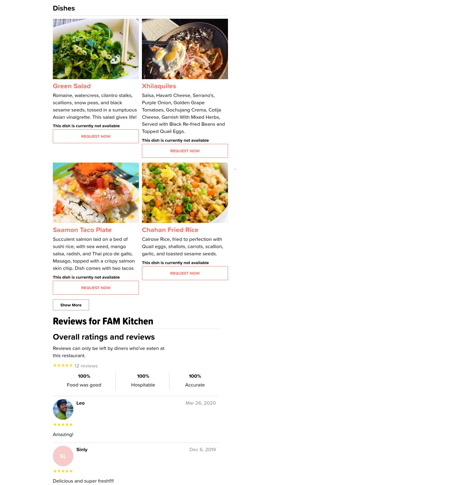 FAM Kitchen Asian-Mexican Fusion Home Restaurant Menu