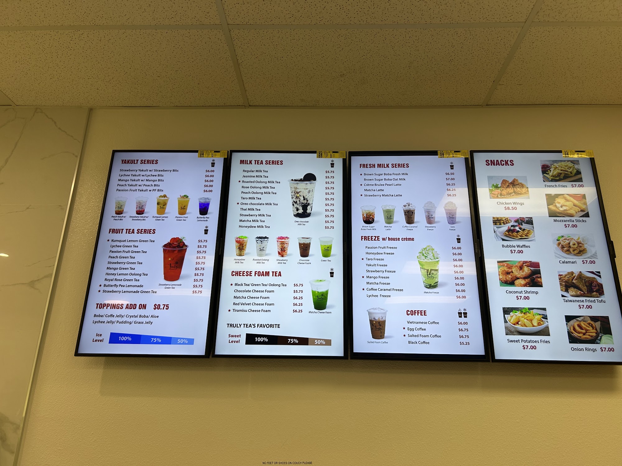 Truly tea Menu