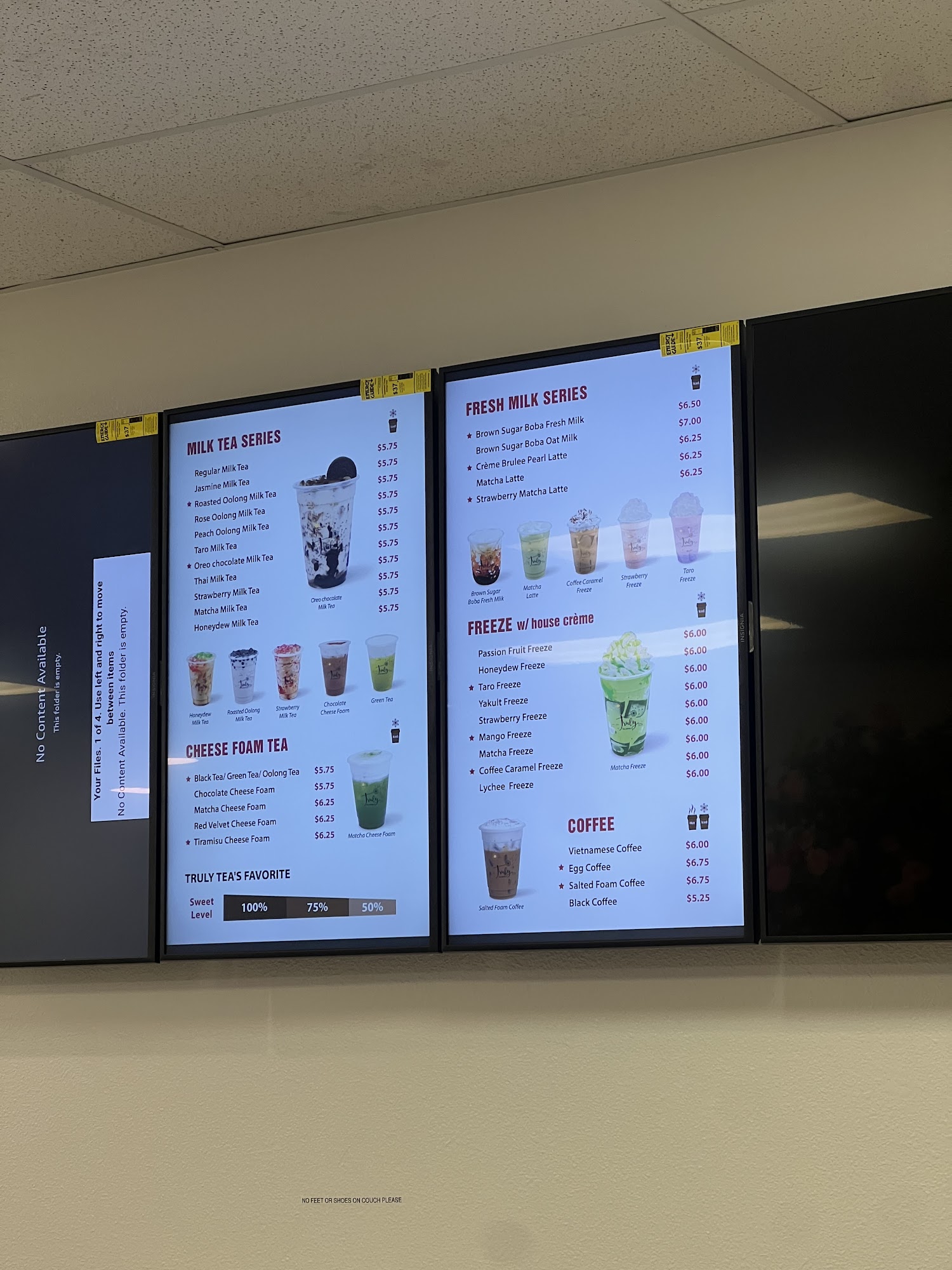 Truly tea Menu