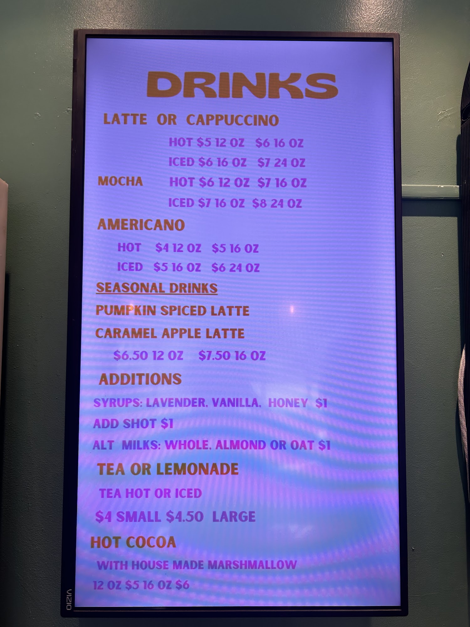 Shorty’s Gelato & Bakery Menu