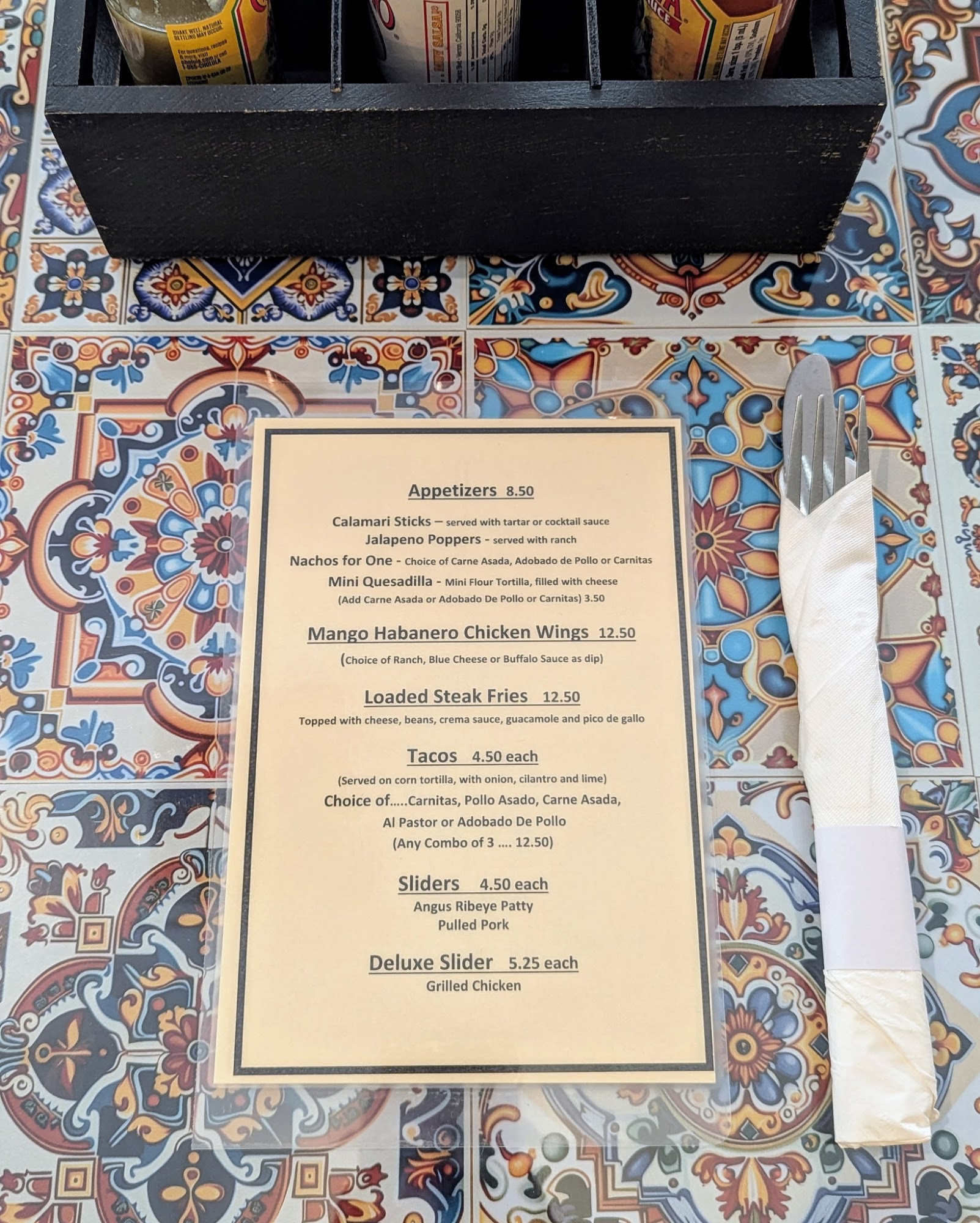 Carolina's Cantina Menu