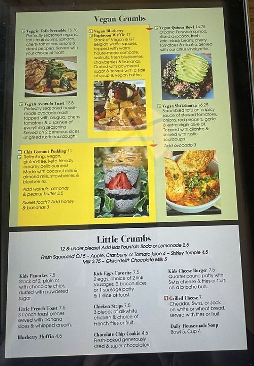 Crumbs Breakfast, Lunch & Bar Menu
