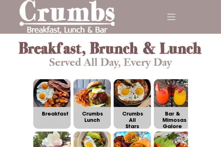 Crumbs Breakfast, Lunch & Bar Menu