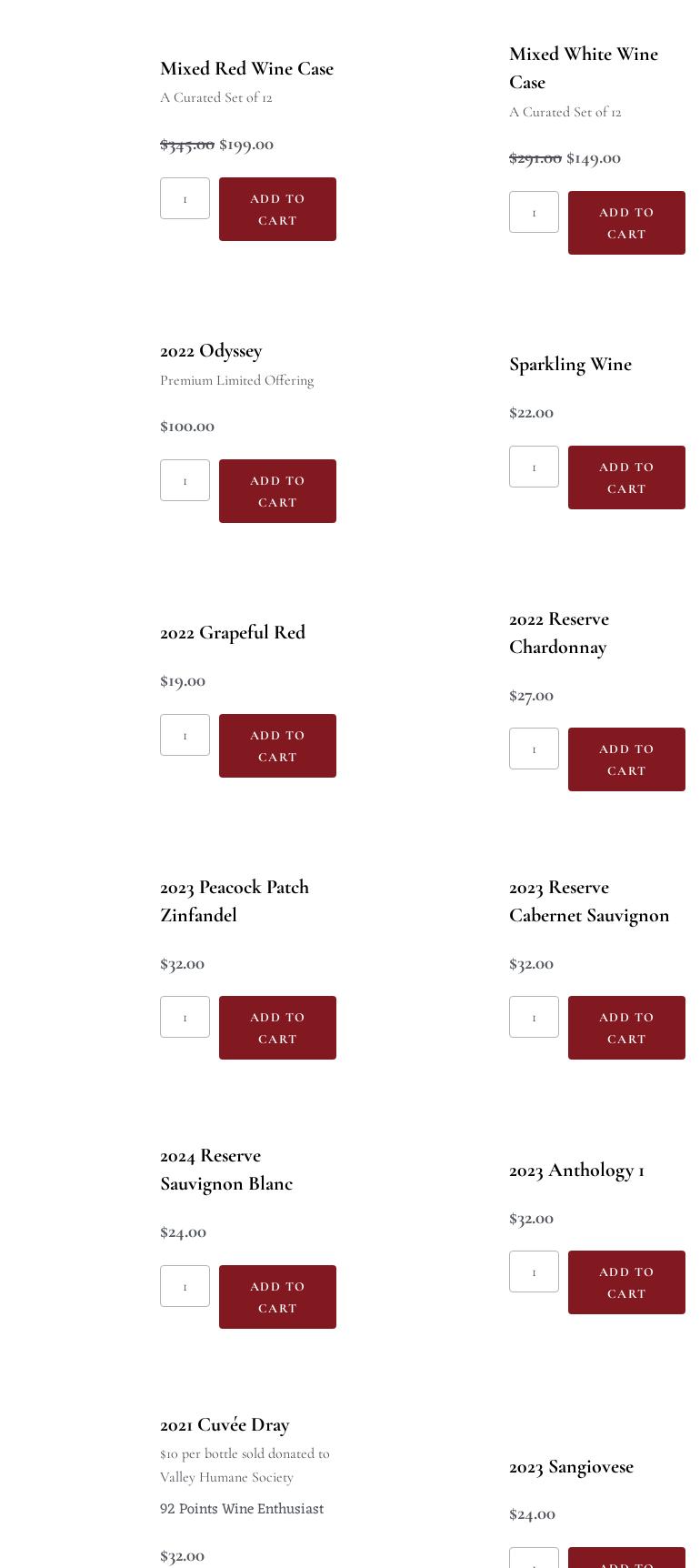 Ruby Hill Winery Menu