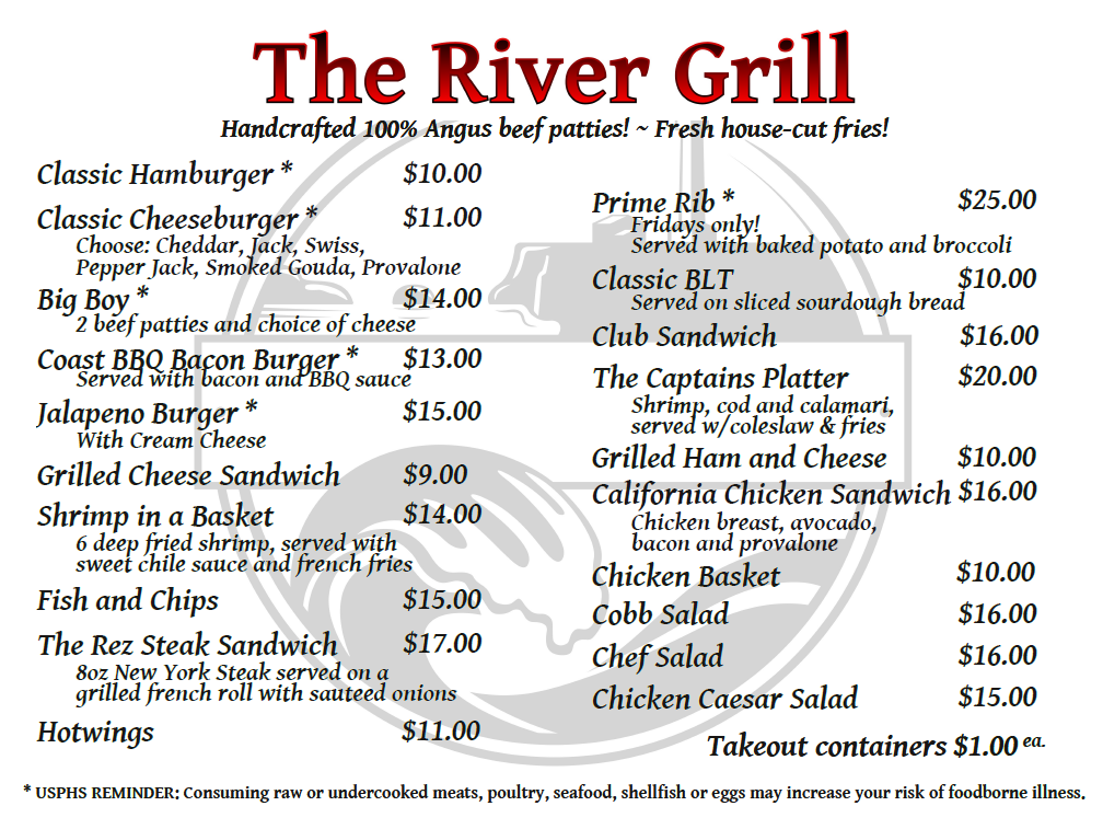 The River Grill Menu