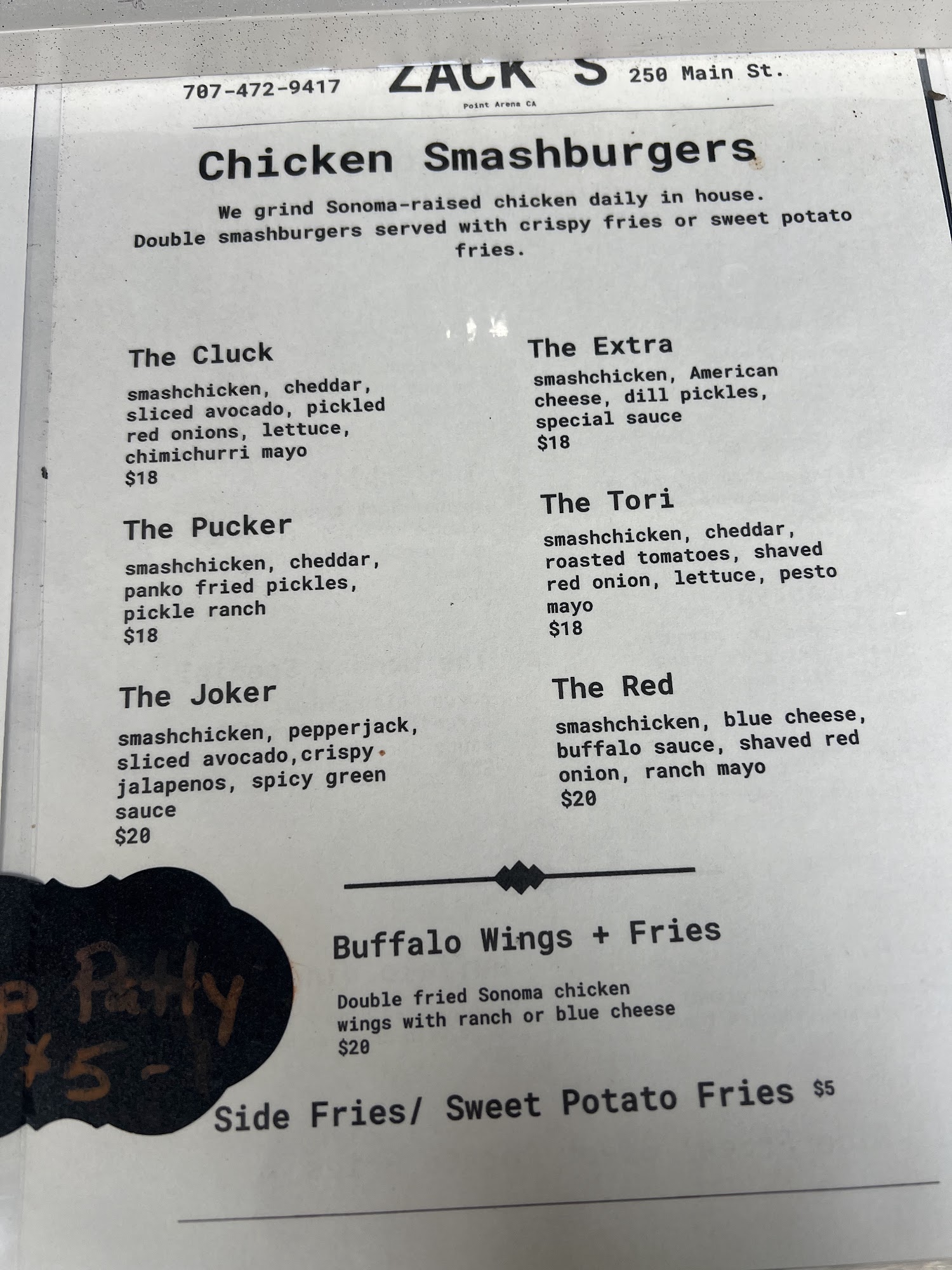 Zack's Menu