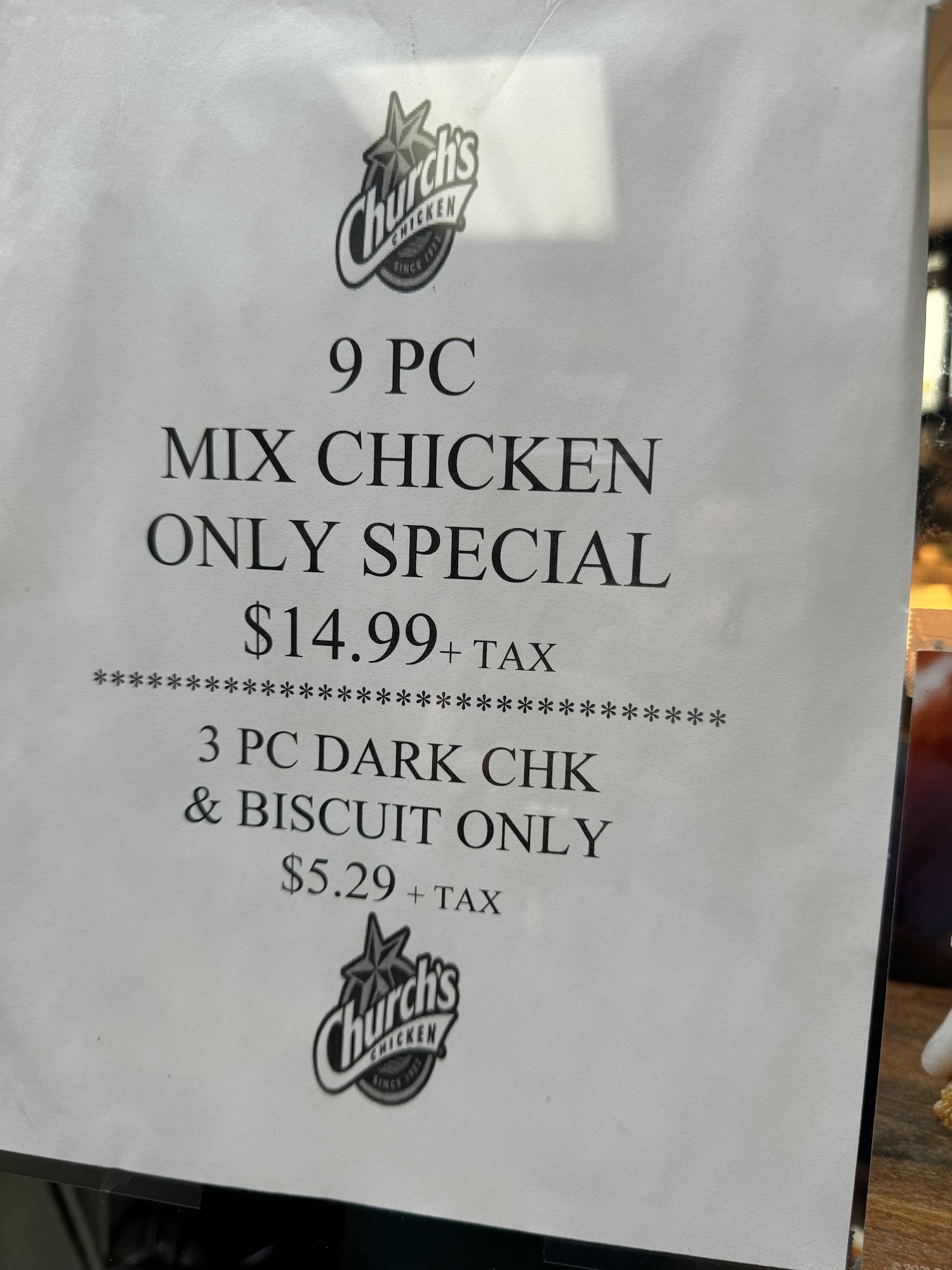Church’s Chicken Menu