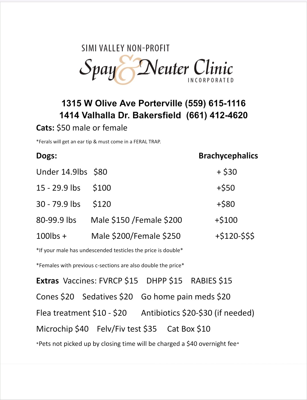 Non Profit Spay & Neuter Clinic Porterville