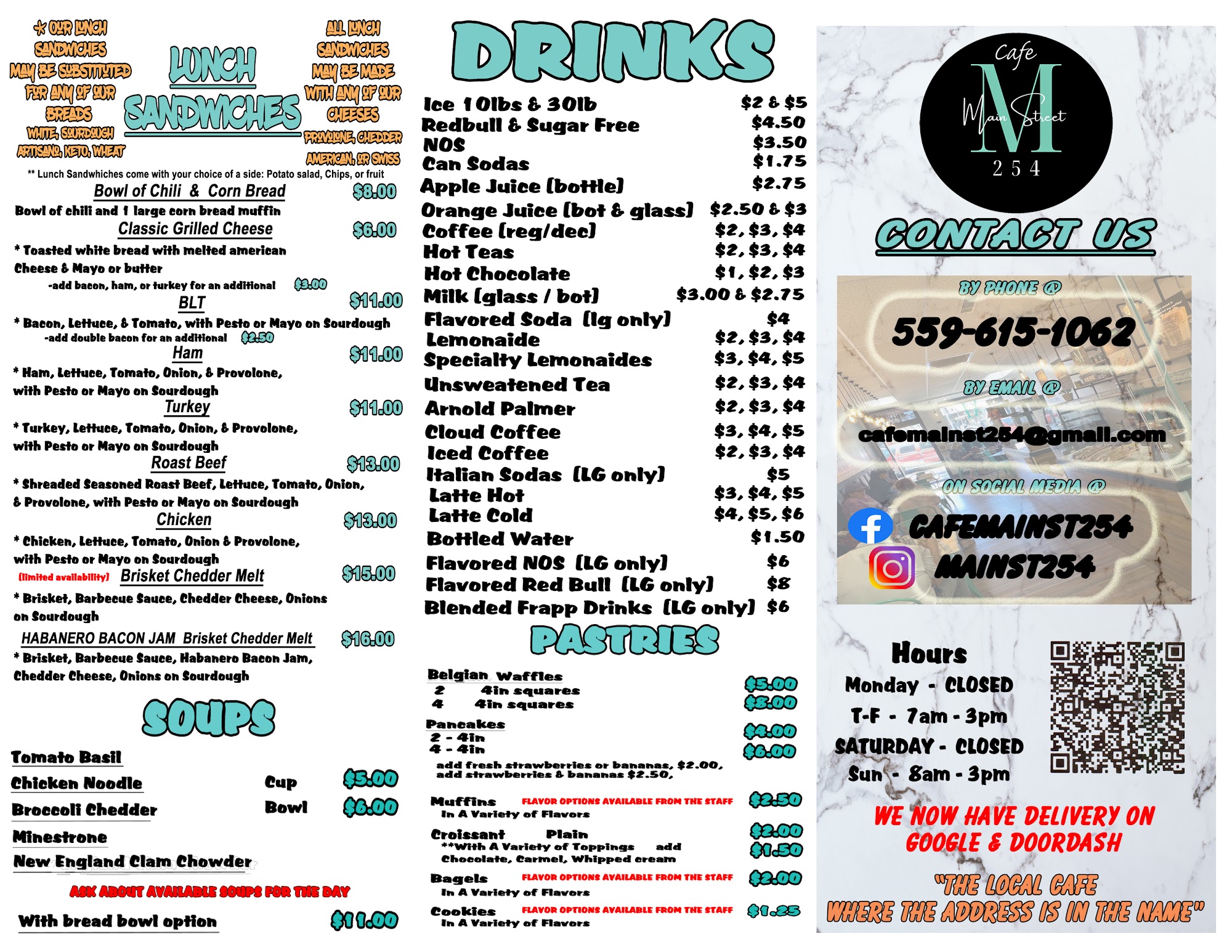 Cafe Main Street 254 Menu