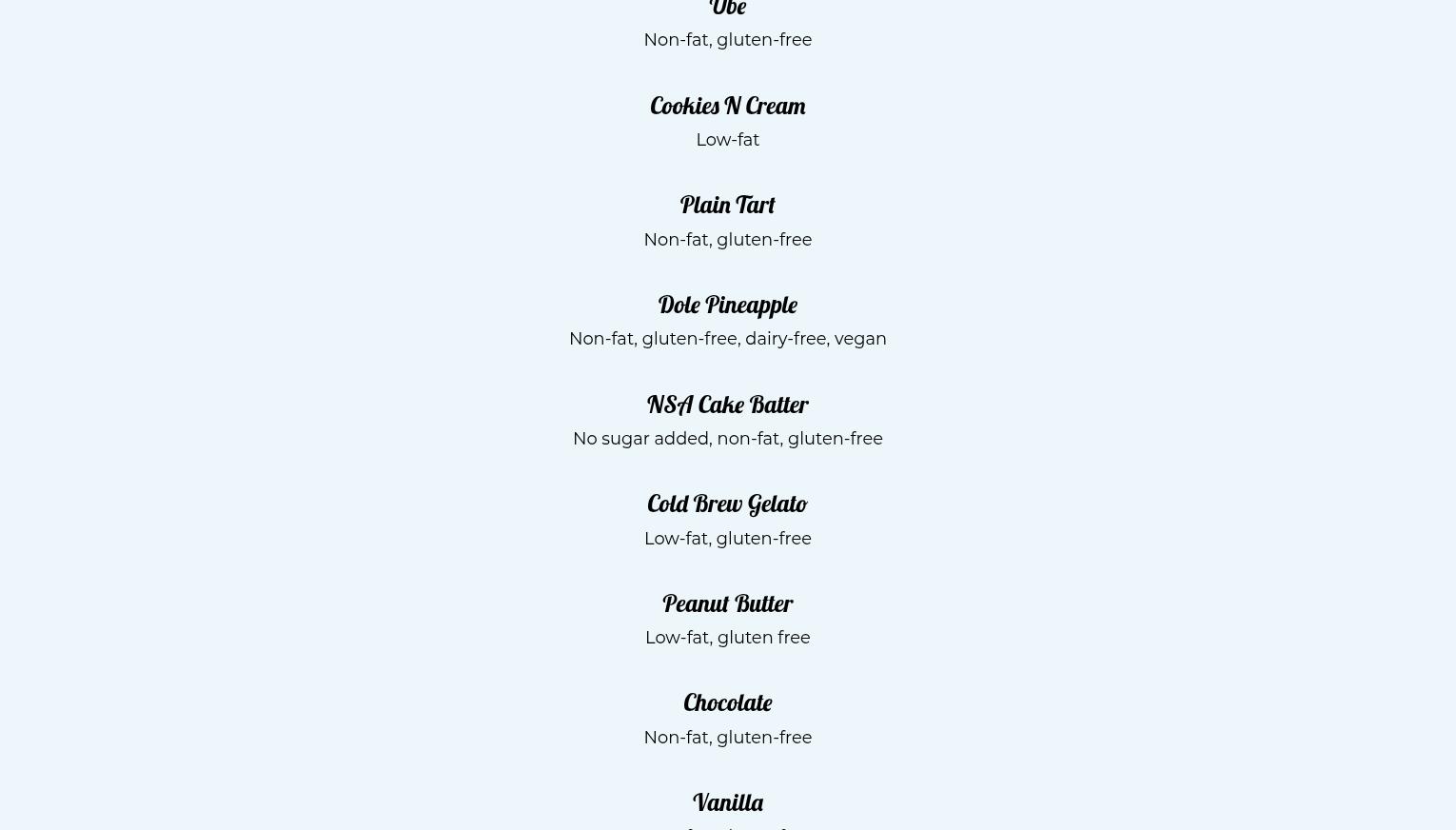 In The Mix Yogurt Menu