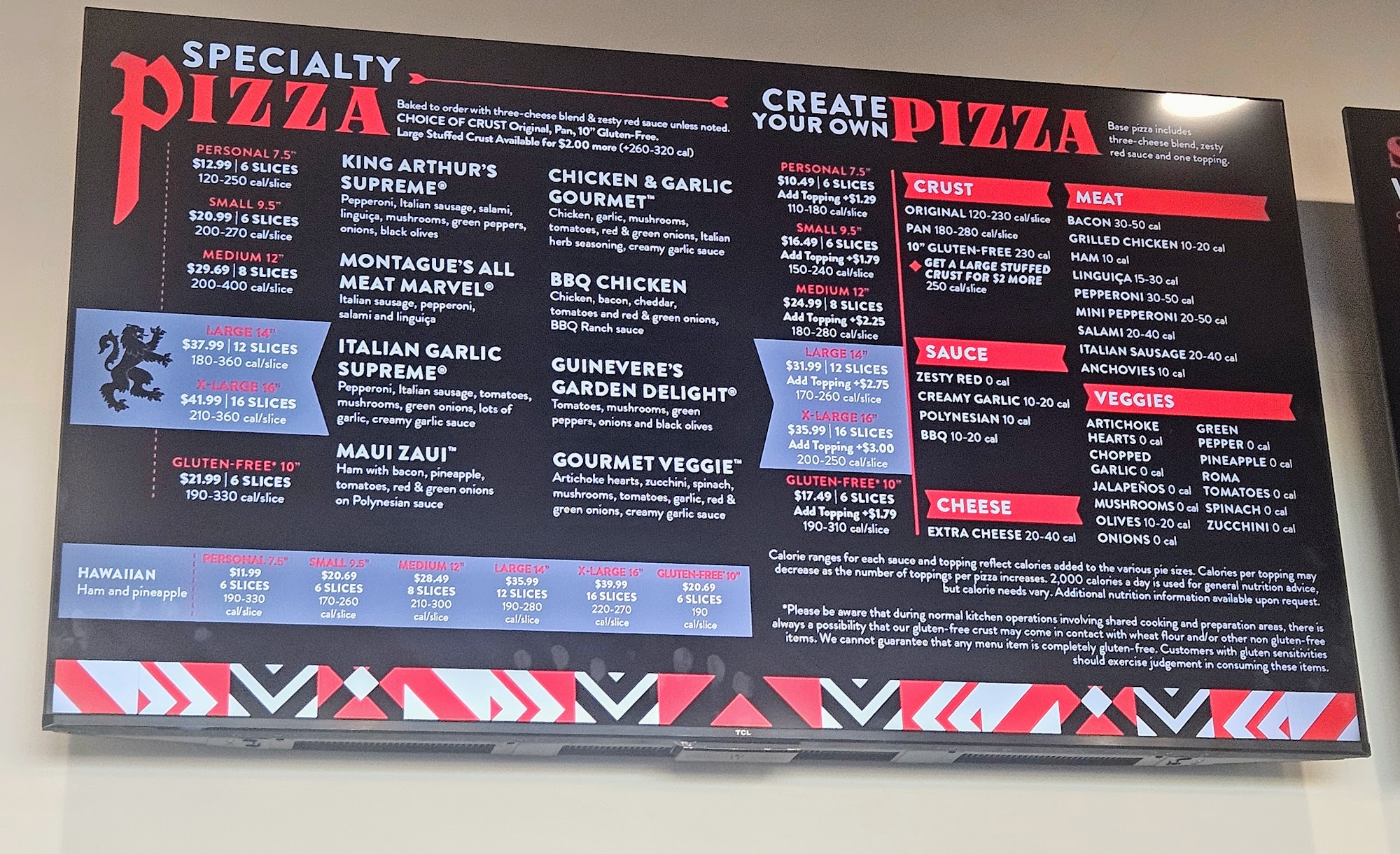 Round Table Pizza Menu