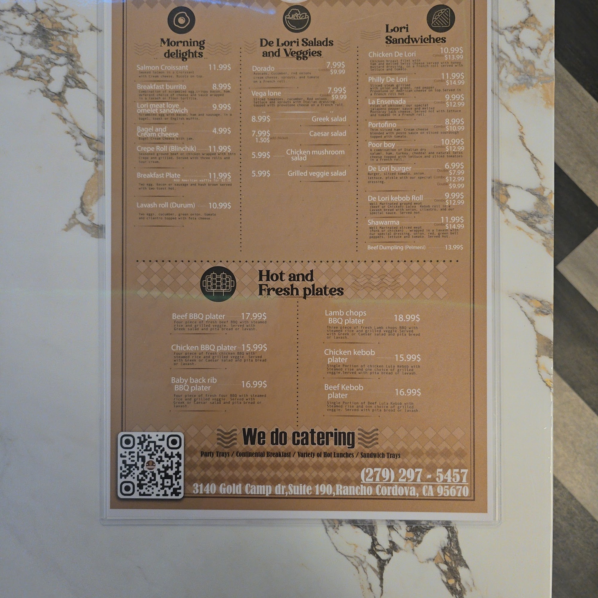 Cafe De Lori Menu