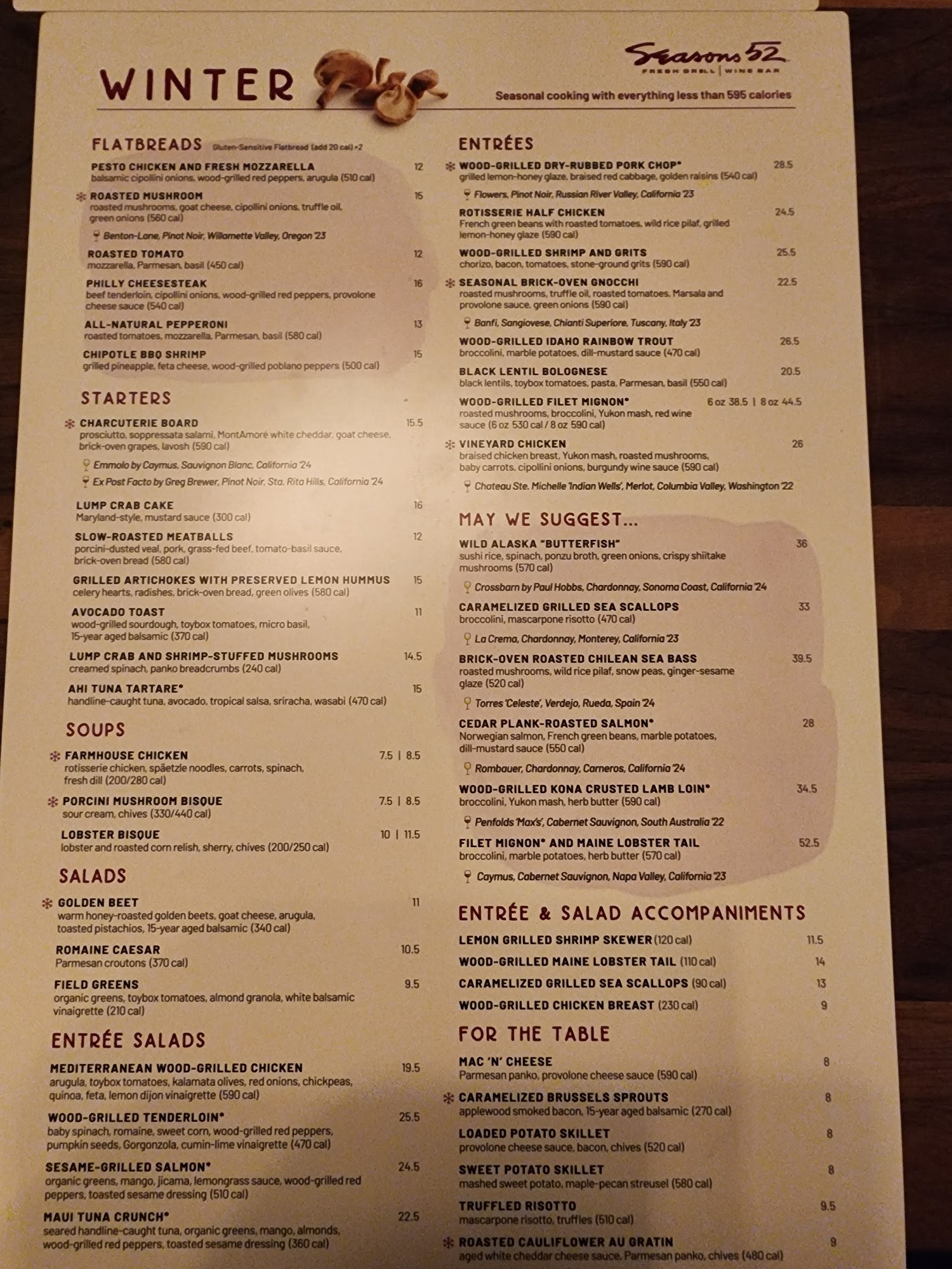 Seasons 52 Menu