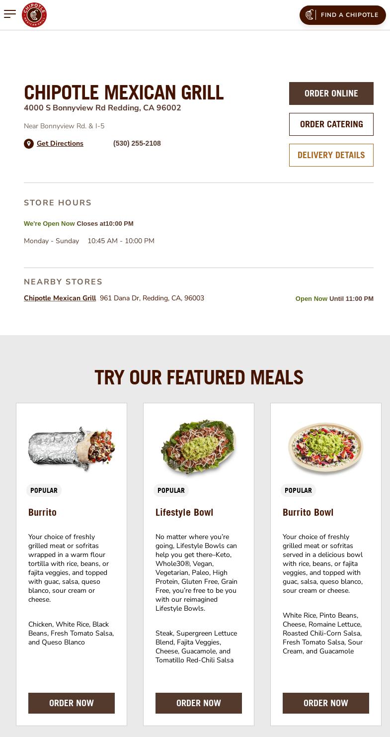 Chipotle Mexican Grill Menu