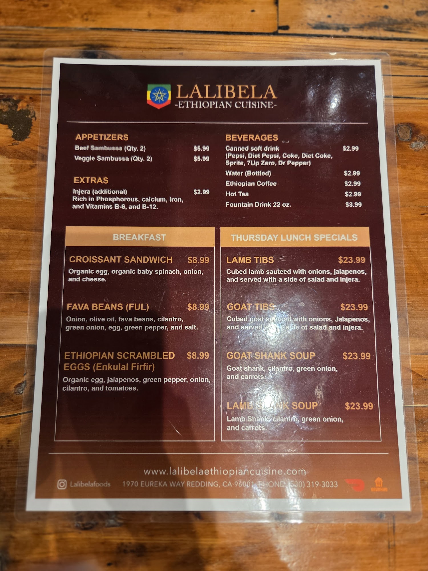 Lalibela | Ethiopian Cuisine Menu