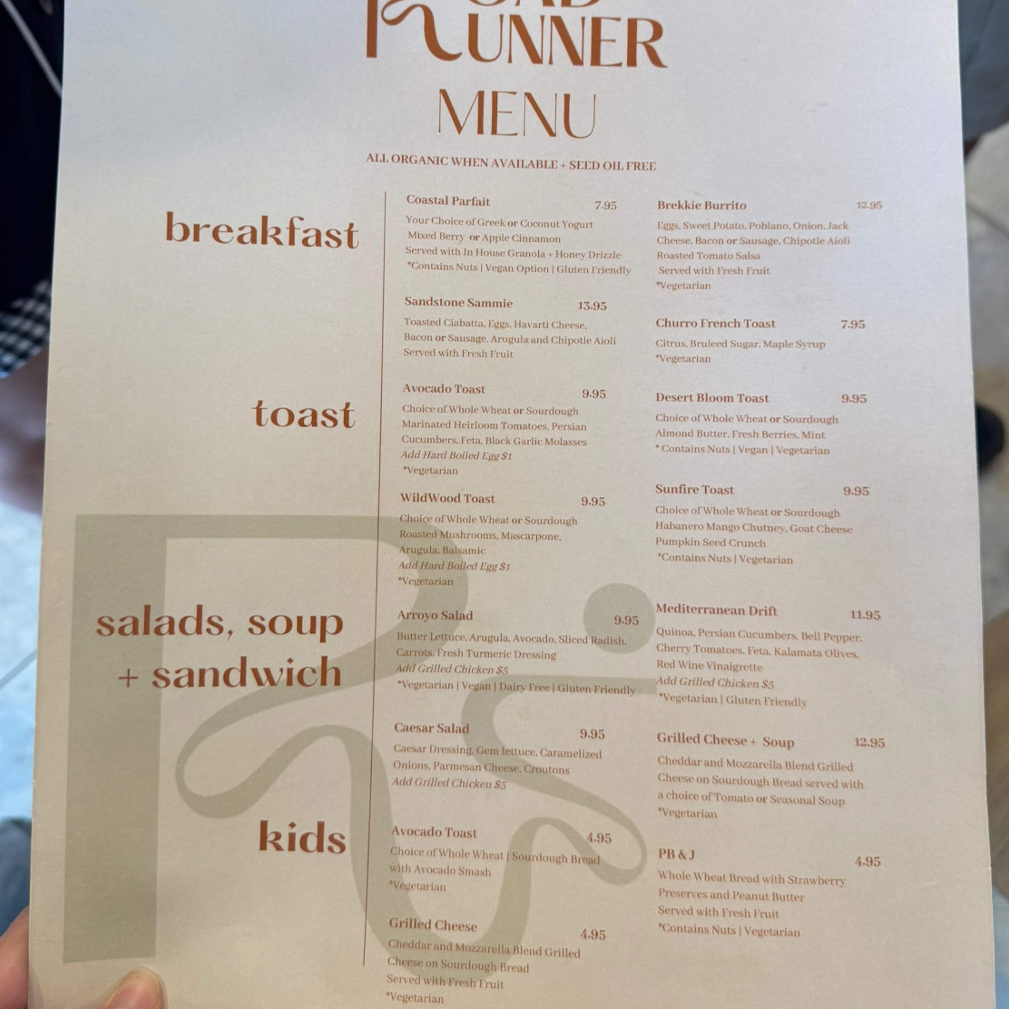 RoadRunner Coffee Menu
