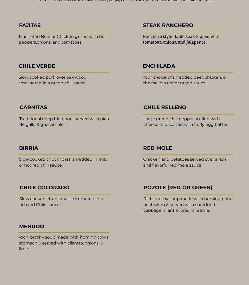 Rauls Catering Mexican Food Menu