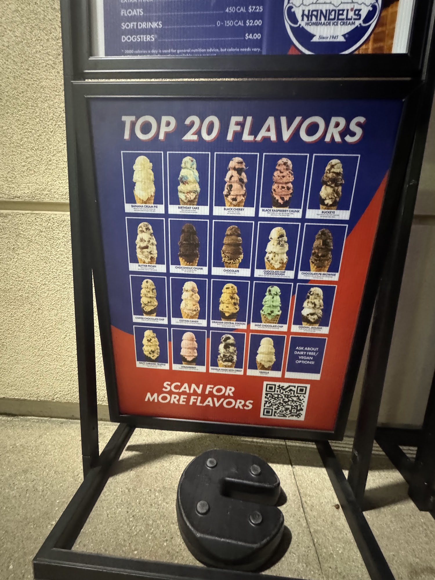 Handels Homemade Ice Cream Menu