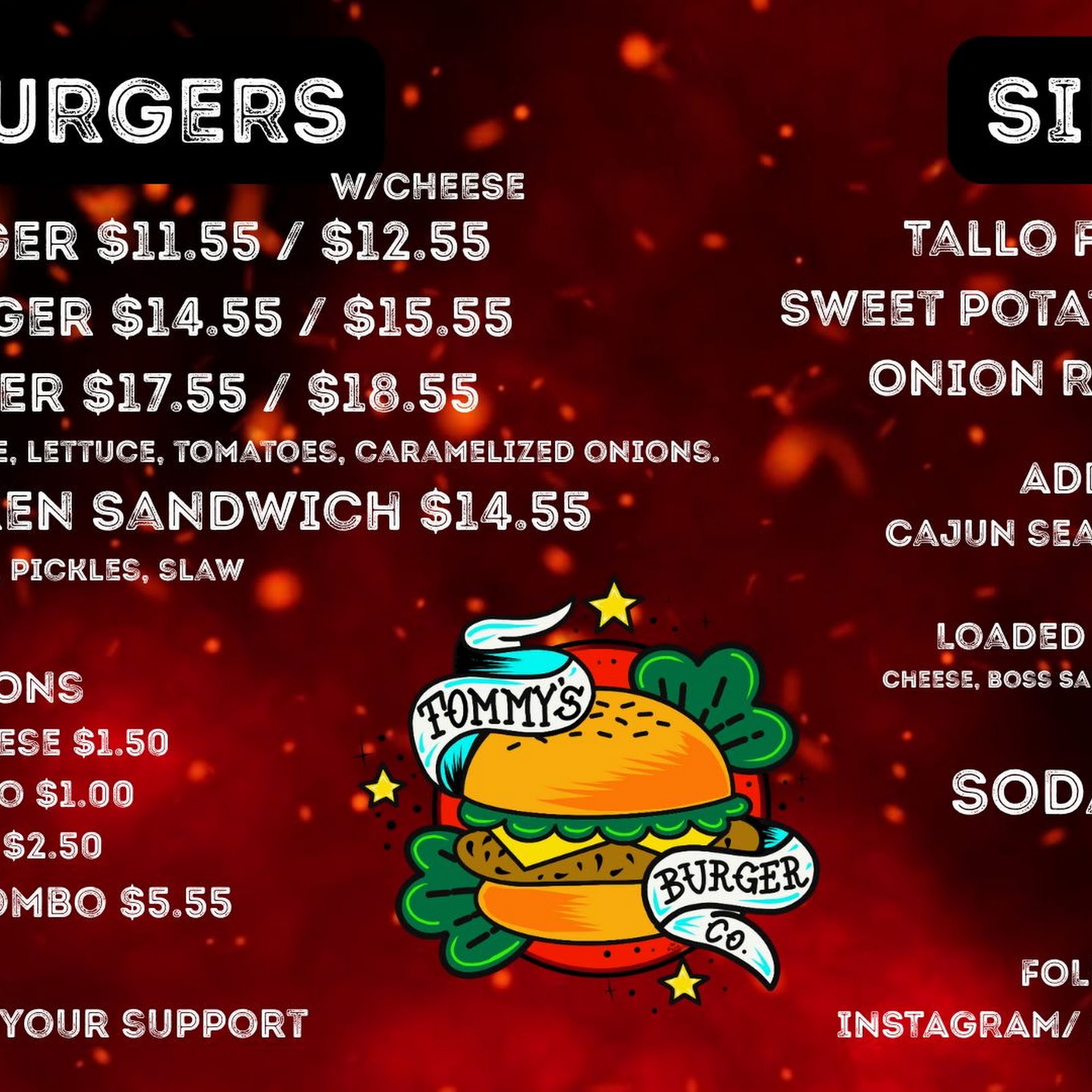 Tommys Burger Co Menu