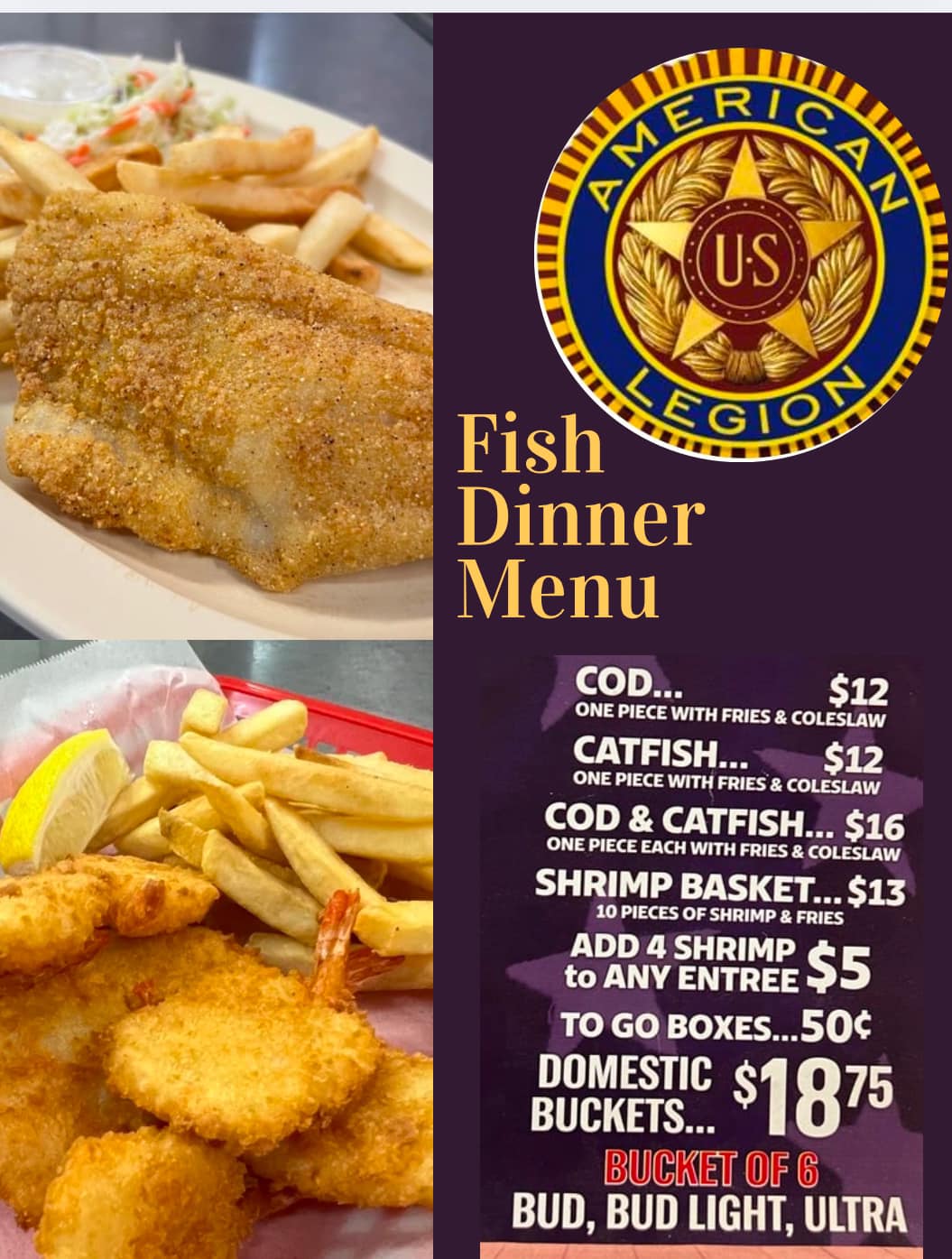 American Legion post 500 Menu