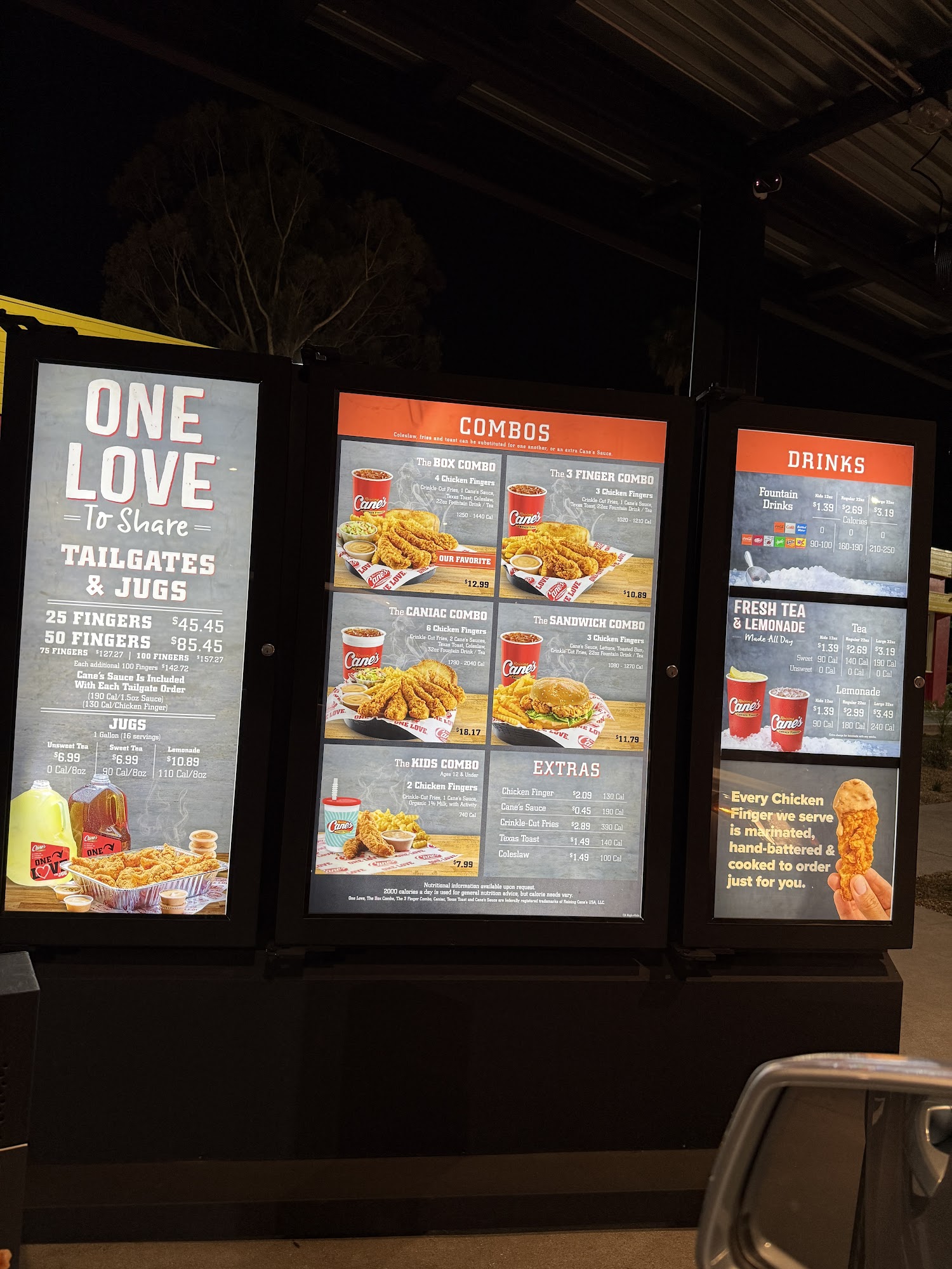 Raising Cane's Chicken Fingers Menu
