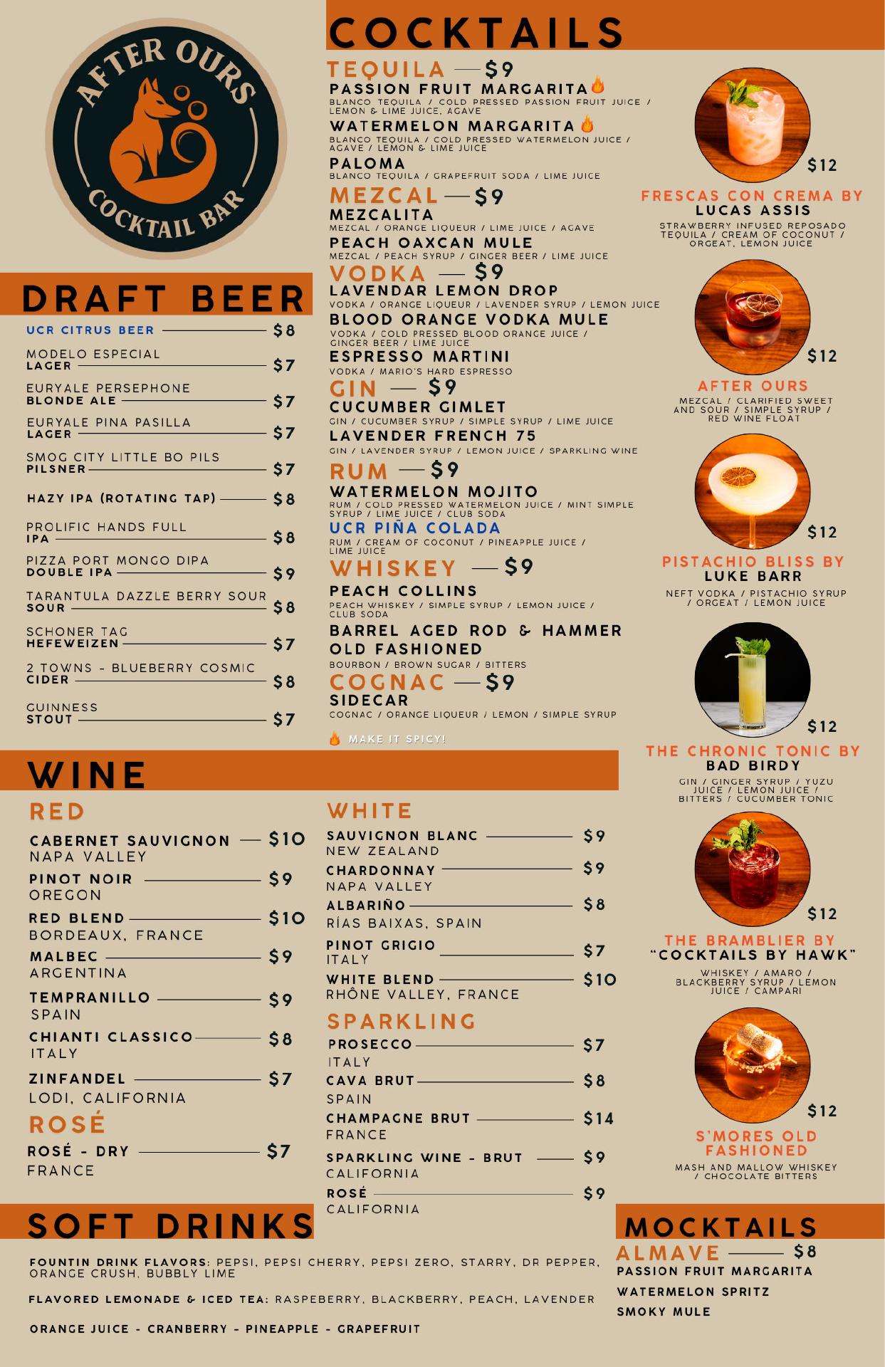 The Barn Door and Stable Bar Menu