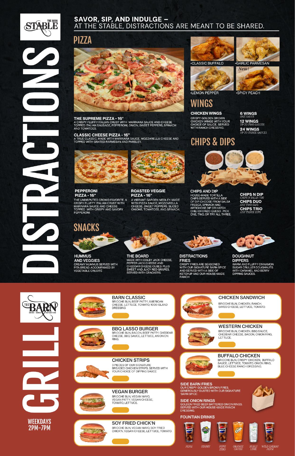 The Barn Door and Stable Bar Menu