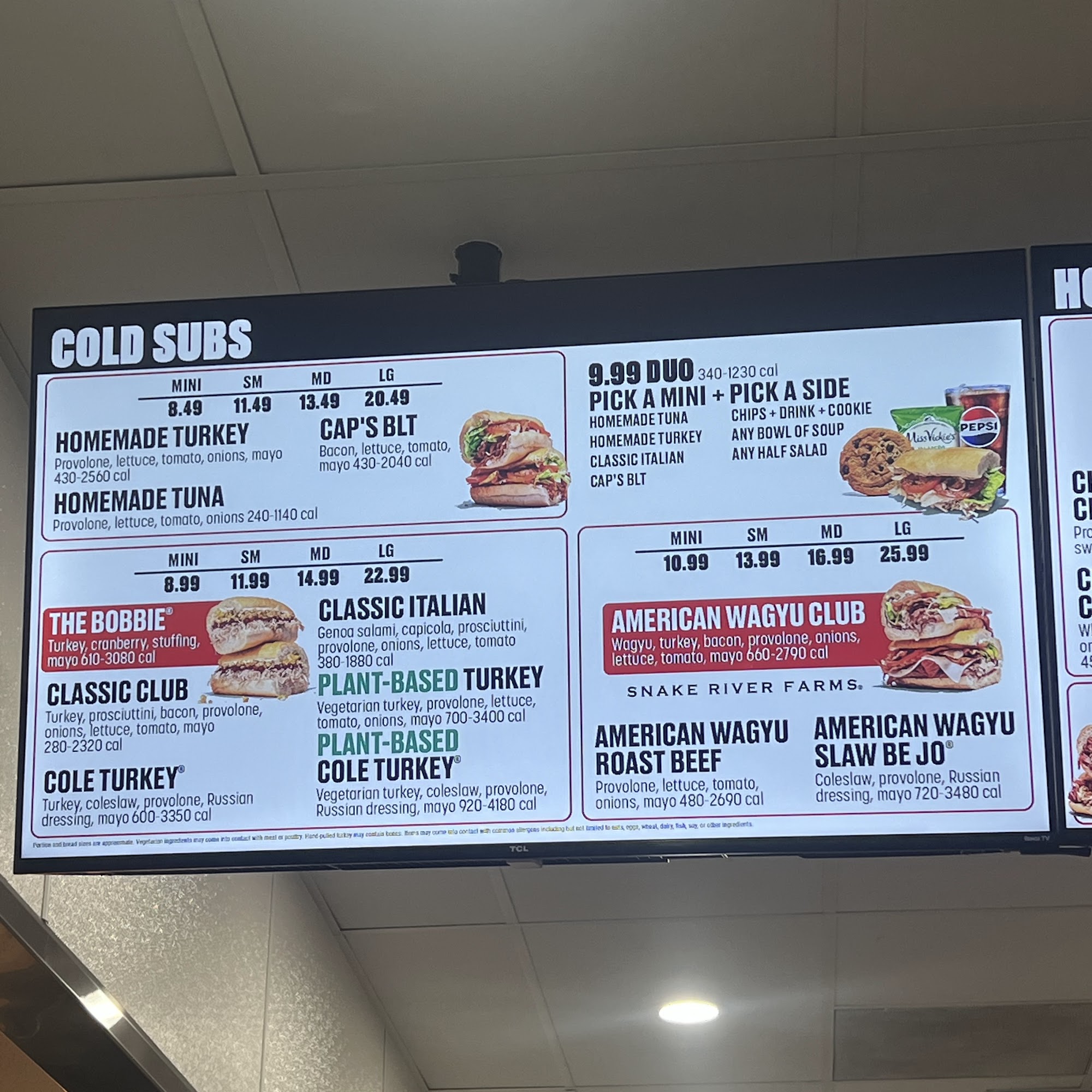 Capriotti's Sandwich Shop Menu