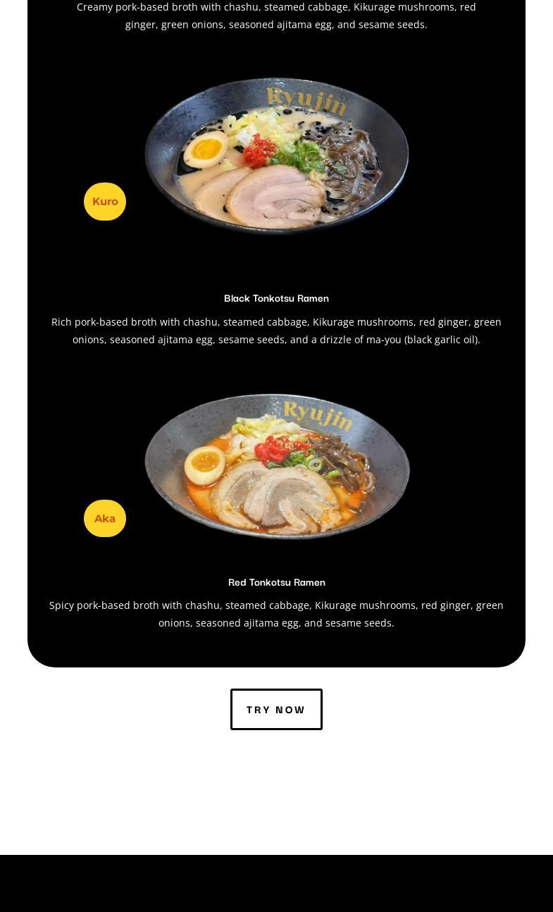 Ryujin Ramen | Roseville Menu